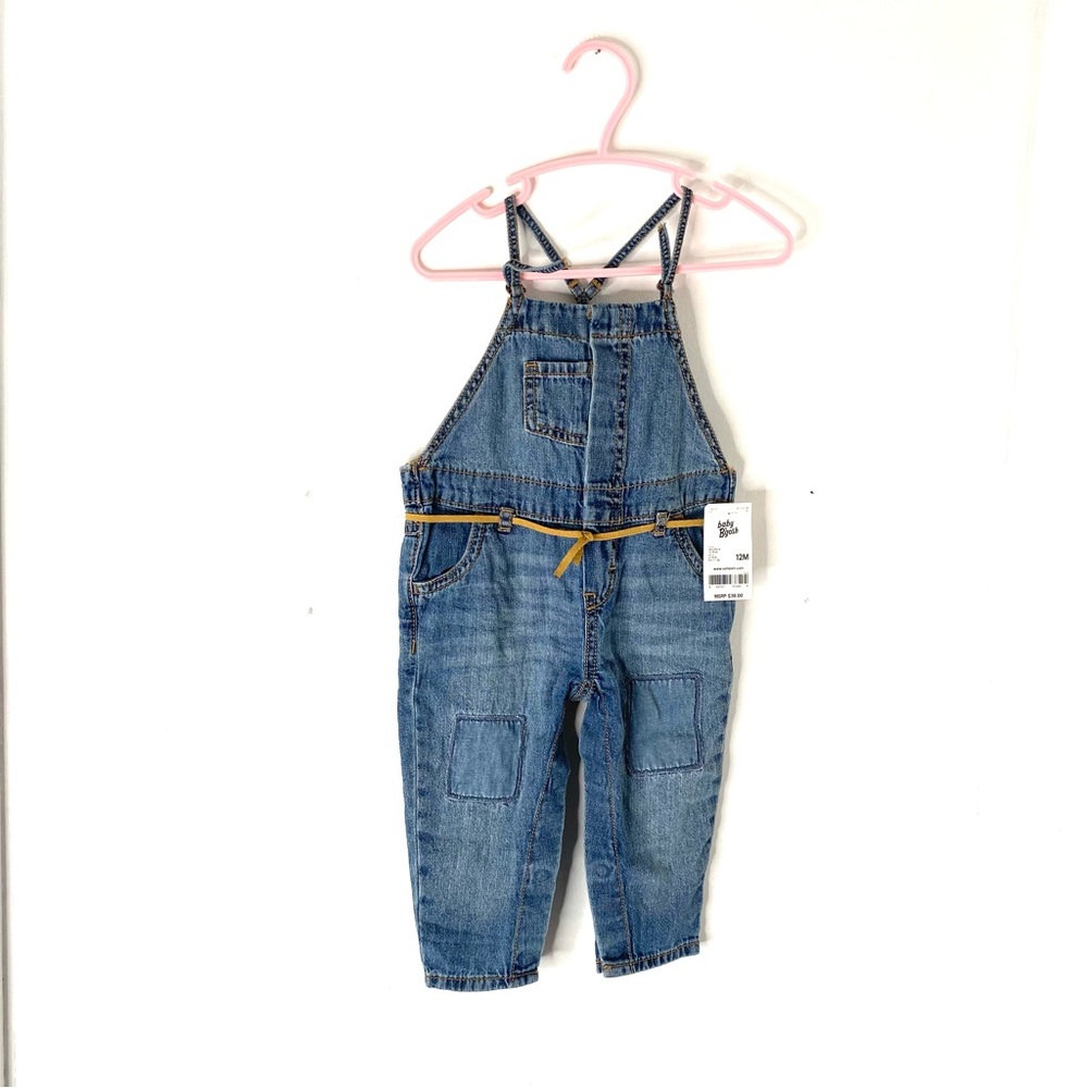 OshKosh B’gosh Belted Patchwork Denim Overalls NWT Adjustable Straps